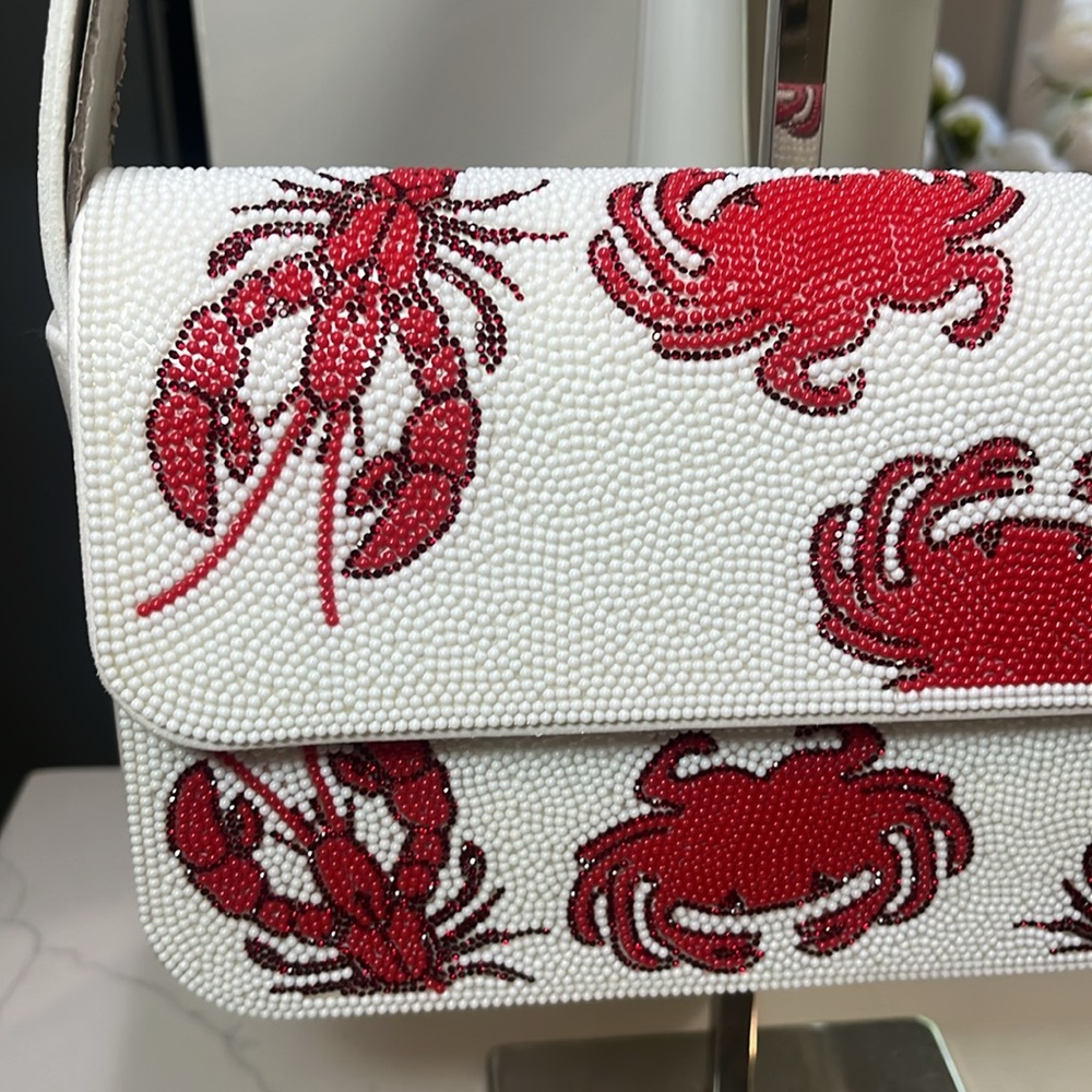 Sincerly Jules Beaded Crab Purse Shoulder Bag with Red Crab NWT - Picture 4 of 13
